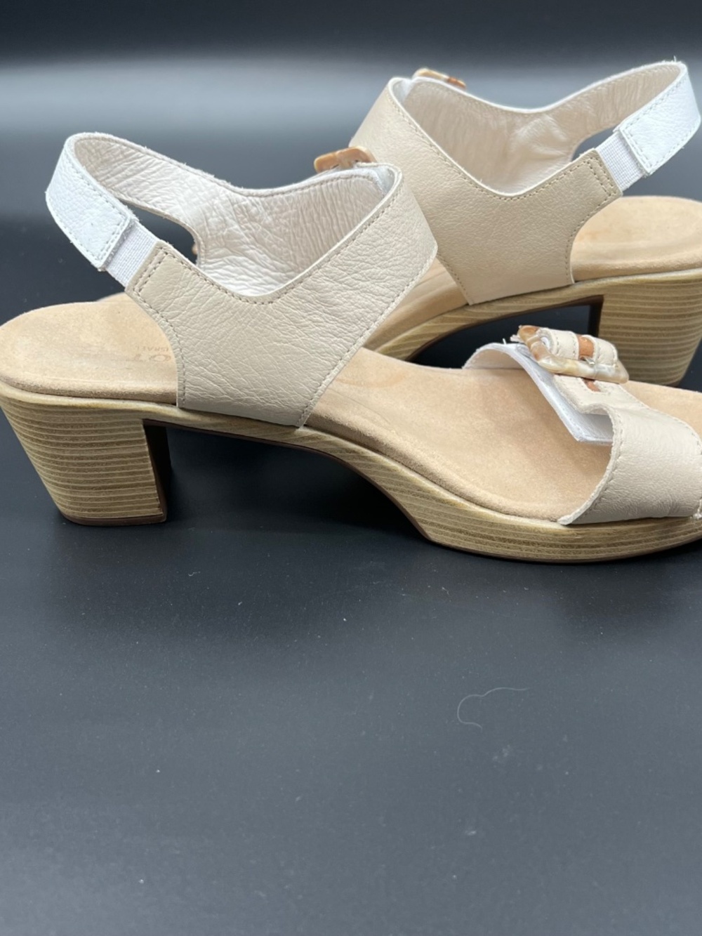 Naot Mode Leather Sandals Women Size 7-7. 5 (EU38) White Ivory Tan Platform EUC - Picture 7 of 10